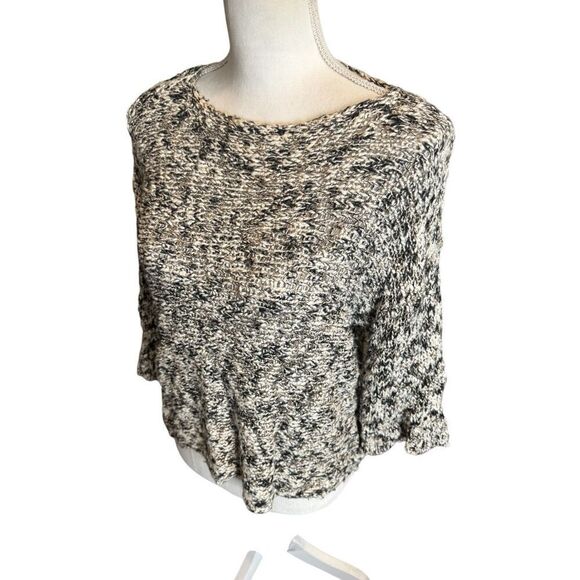 EILEEN FISHER Natural Black White Cotton Blend Slub Melange Boxy Sweater PM - Picture 3 of 6